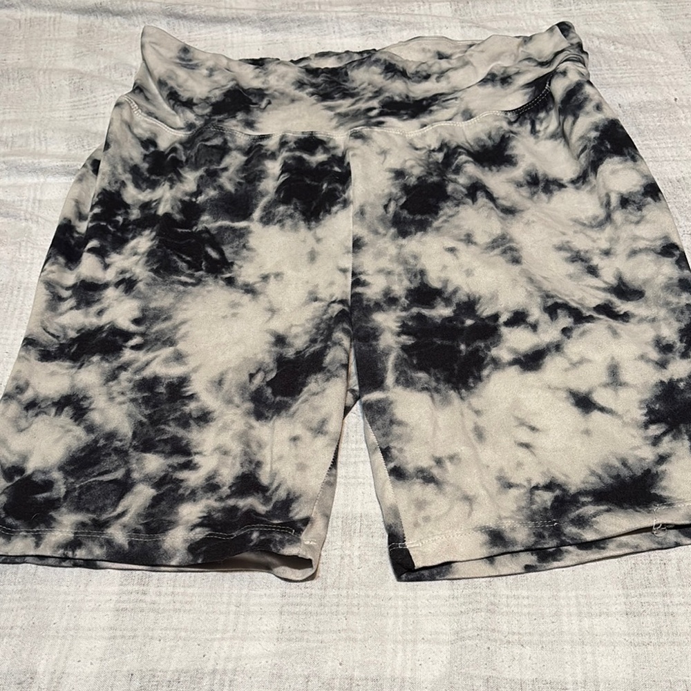 Black and White Tie-Dye Shorts